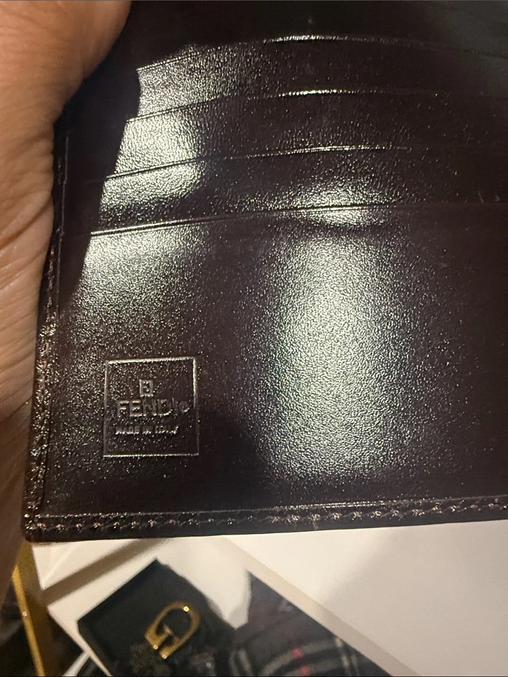 Fendi Brown and Tan FF Logo Compact Wallet